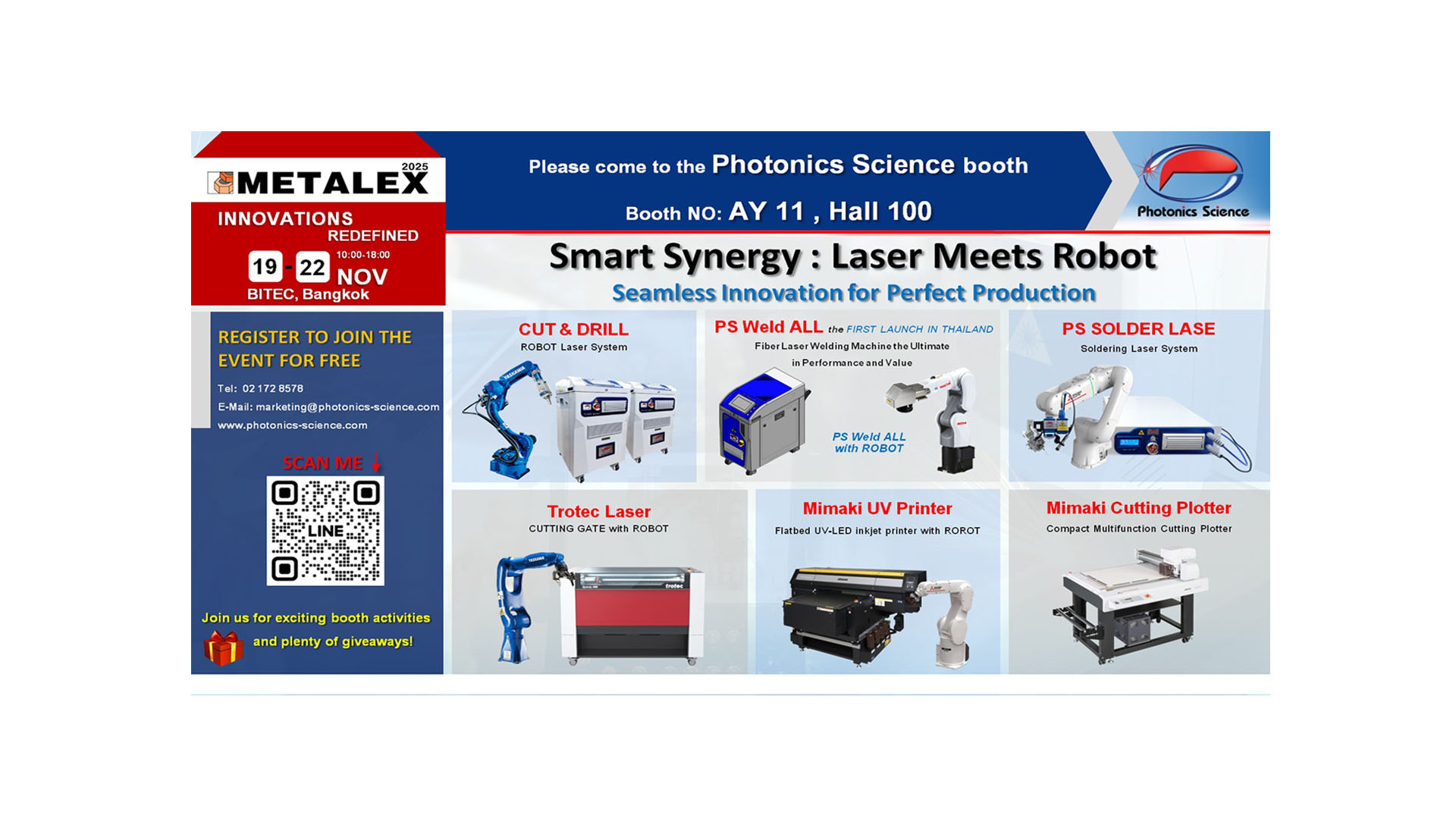 ขอเชิญท่านเยี่ยมชมบูธ โฟโทนิคศ์ ไซเอ็นซ์ ในงาน Metalex 2025